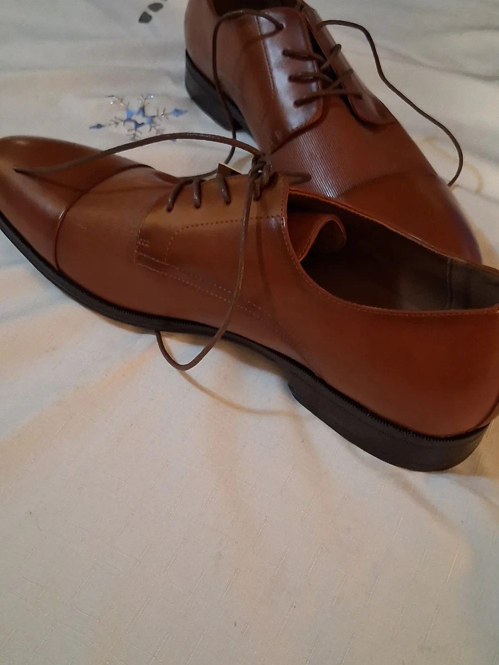 Men's Tan Leather Lace-Up Derby Shoes 14 260937
